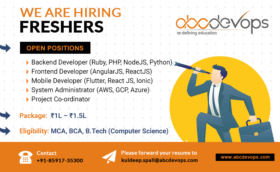 We are hiring Freshers