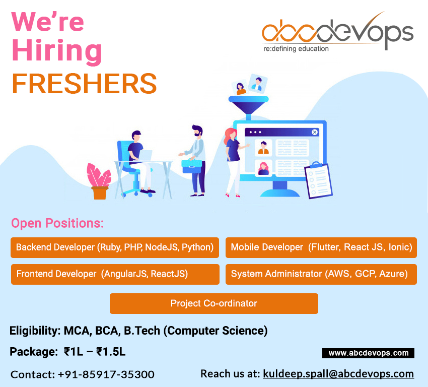 We are hiring Freshers