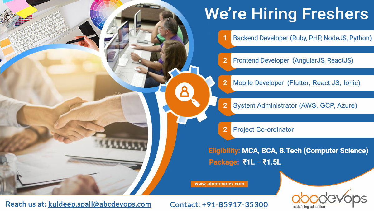 We are hiring Freshers